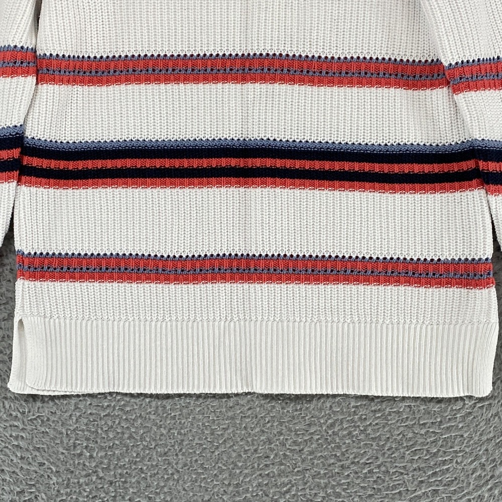 Barbour Promenade Knit Sweater Womens 6 White Striped 100% Cotton Crewneck - Picture 3 of 16